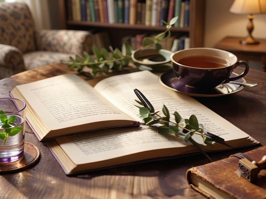 A journal, pen and tea ready for reflection